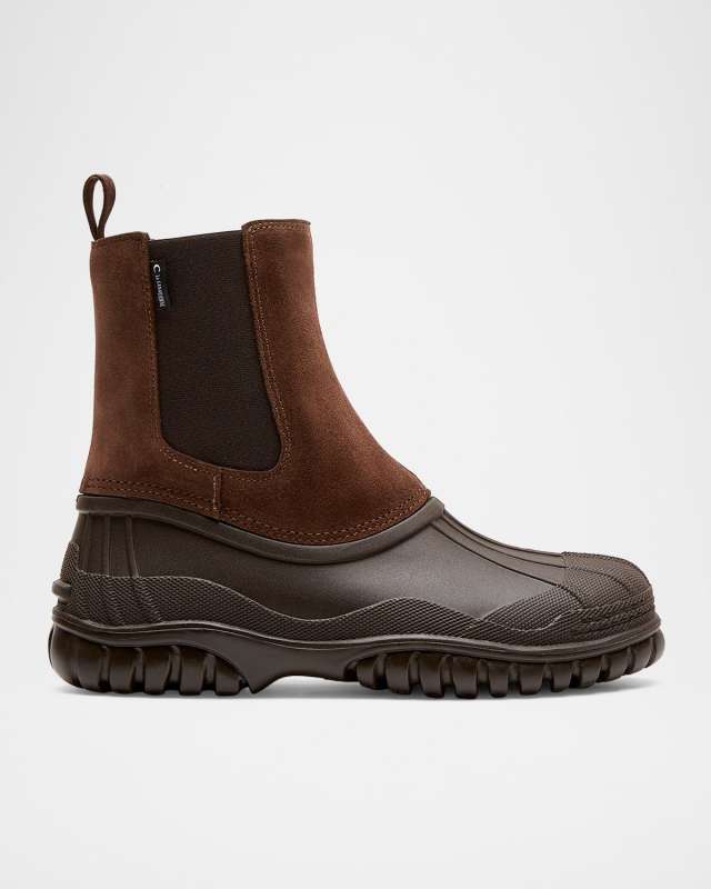 Powder Suede Rubber Sporty Chelsea Booties